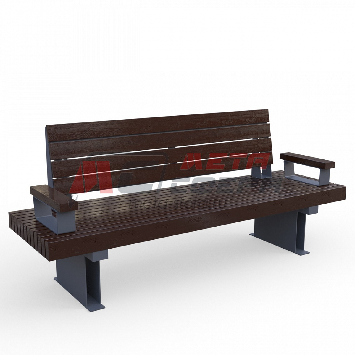 Скамейка Rail Road 03 продольная с подлокотниками
