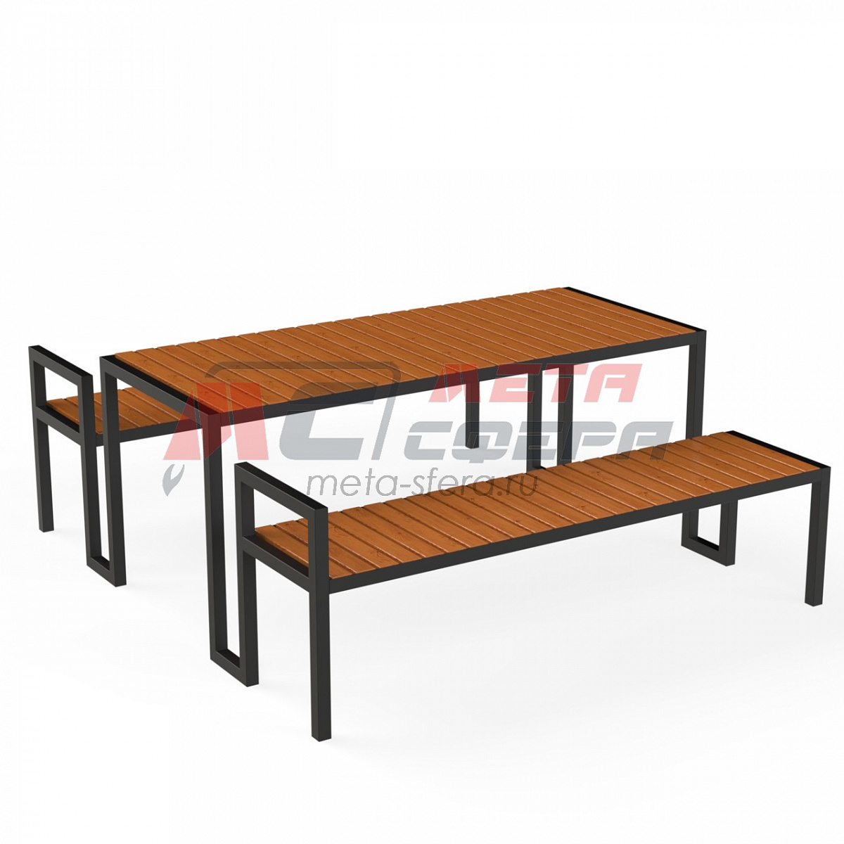 Стол уличный с лавками LÅNGBORDET Прямой