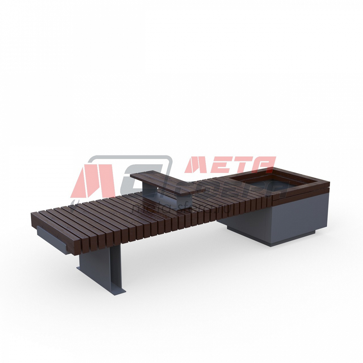 Лавка Rail Road 03 с вазоном и подлокотником