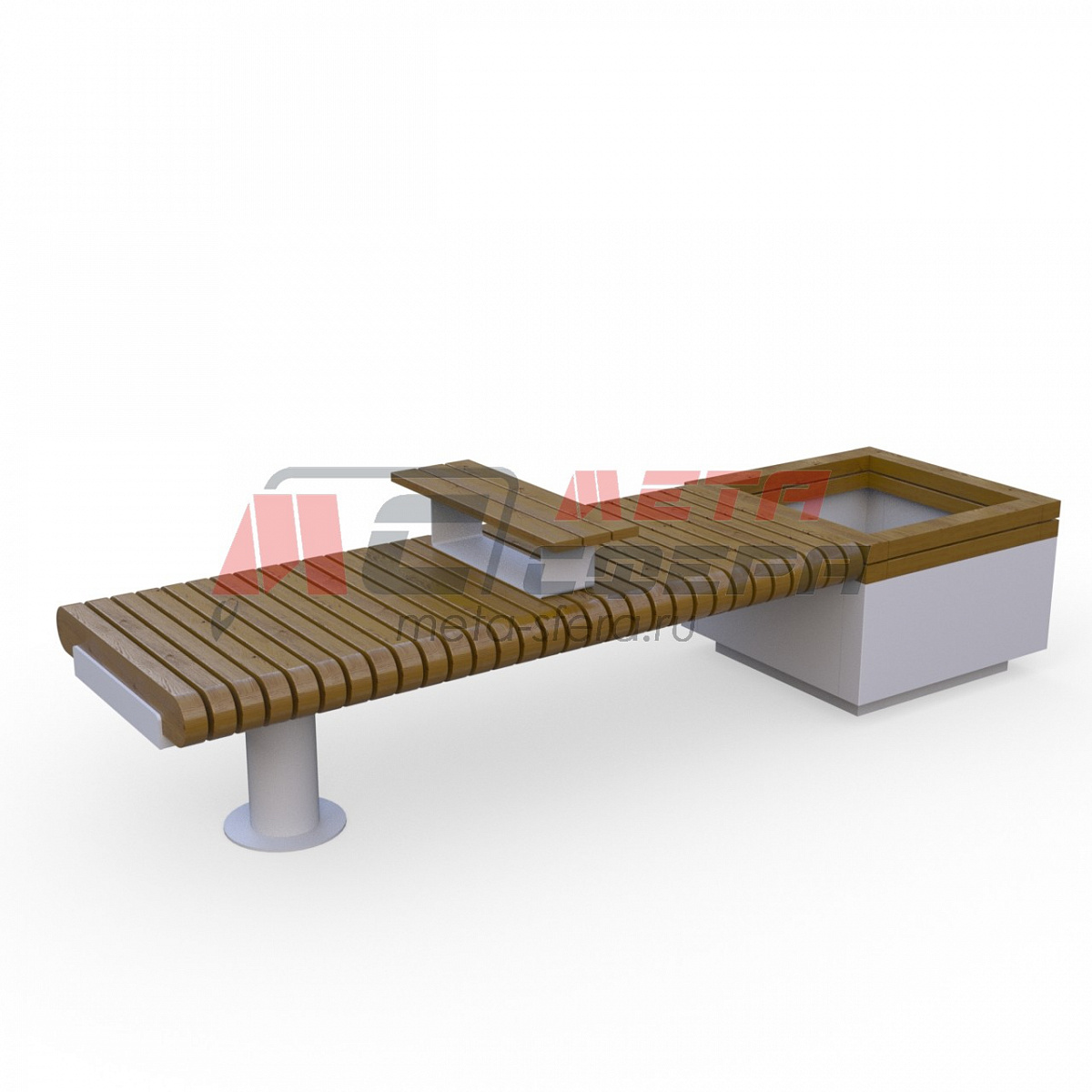 Лавка Rail Road 01 с вазоном и подлокотником