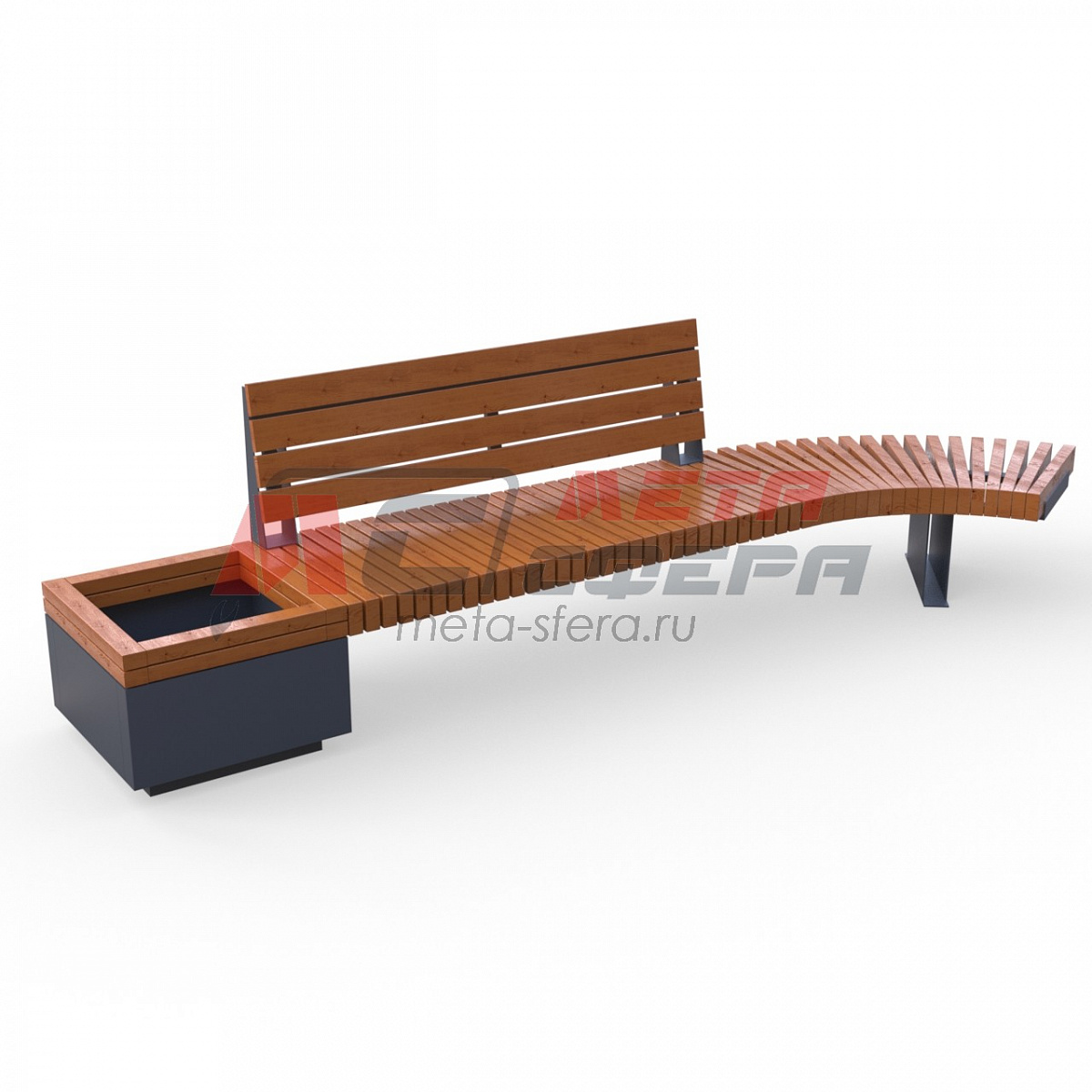 Скамейка Rail Road 03 с вазоном и поворотом