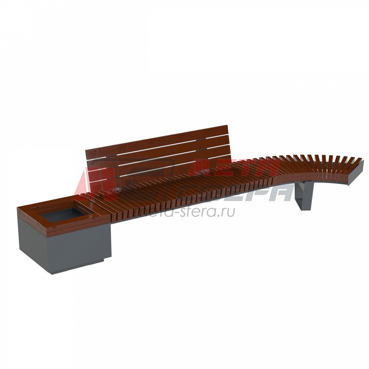 Скамейка Rail Road 02 с вазоном и поворотом