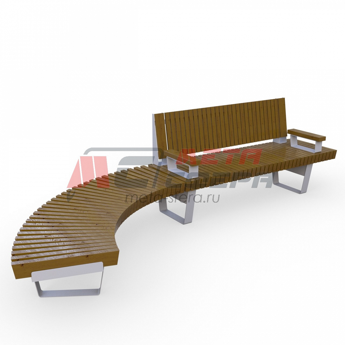 Скамейка Rail Road 02 с подлокотниками и поворотом