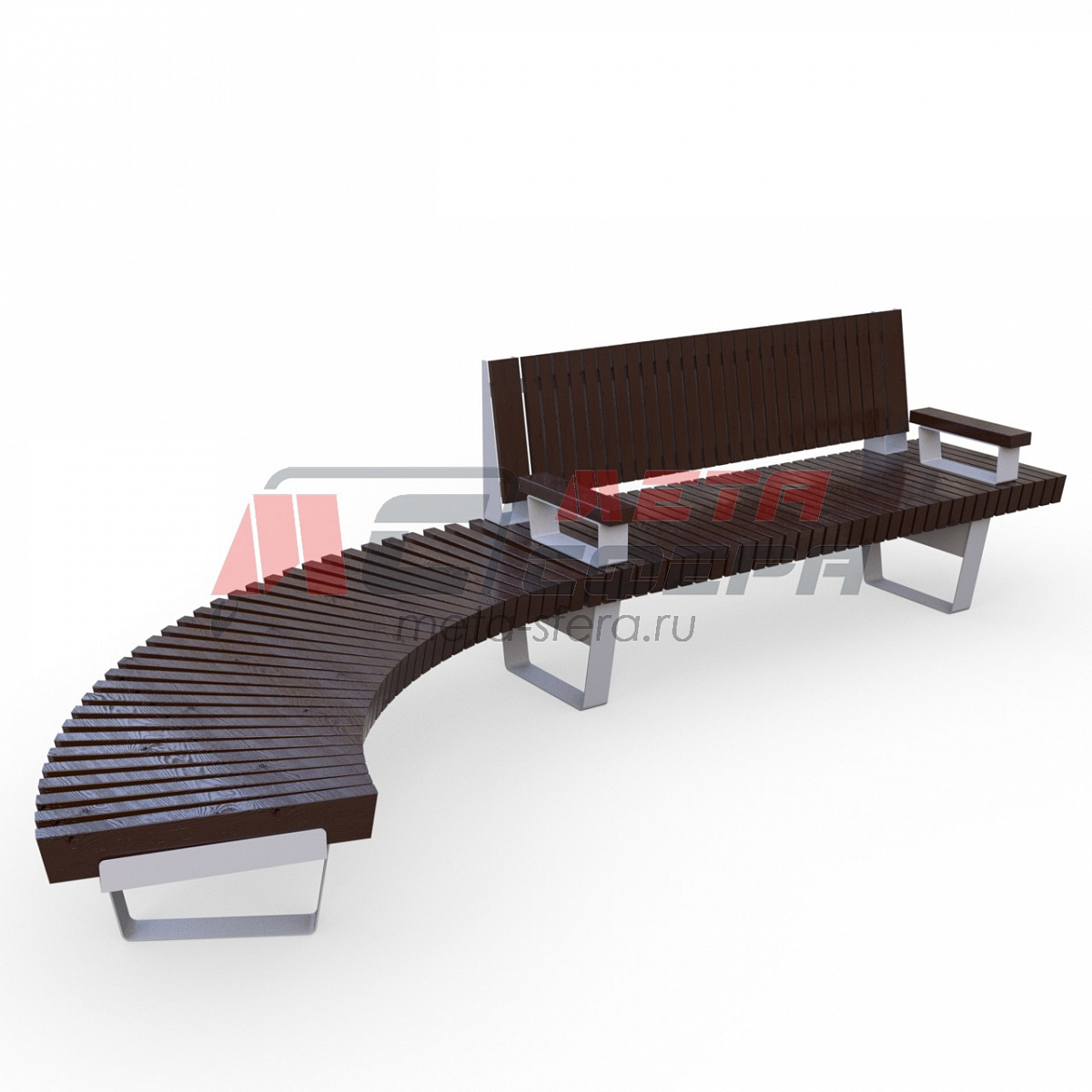 Скамейка Rail Road 02 с подлокотниками и поворотом