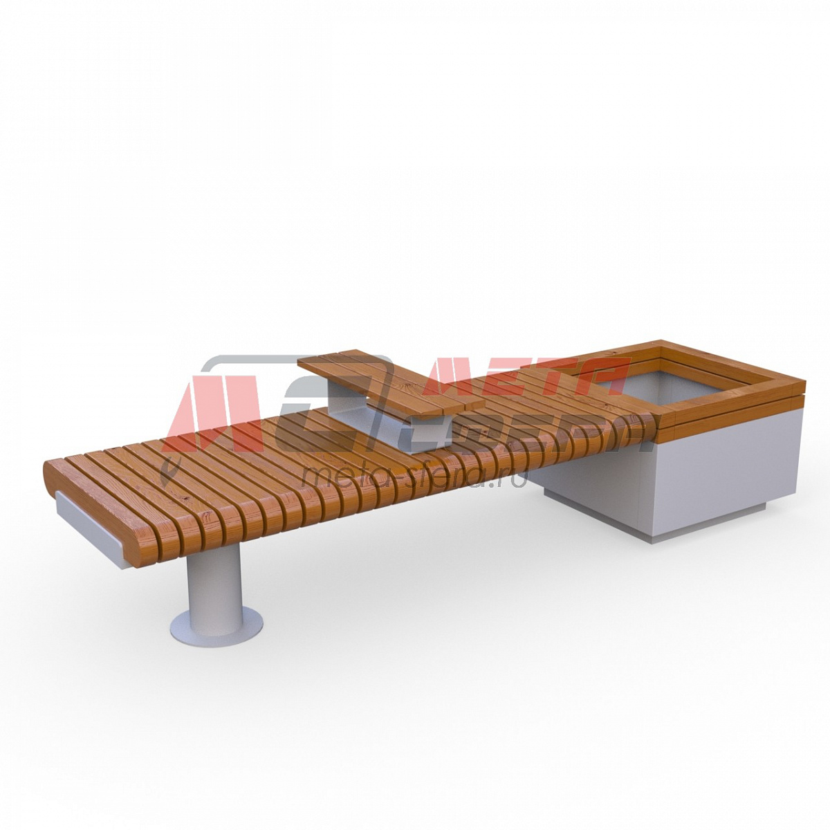Лавка Rail Road 01 с вазоном и подлокотником