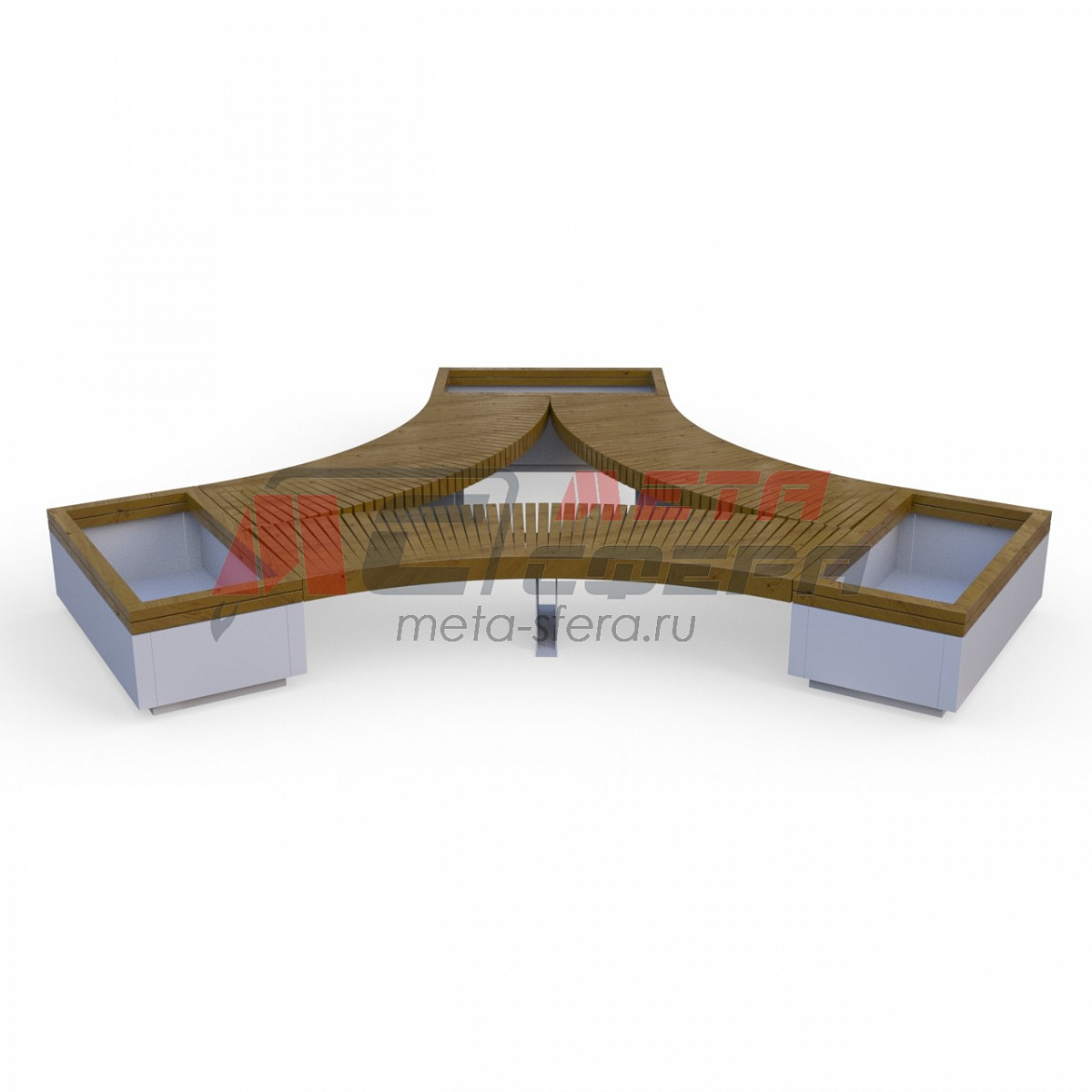 Лавка Rail Road 03 вогнутая с 3-мя вазонами