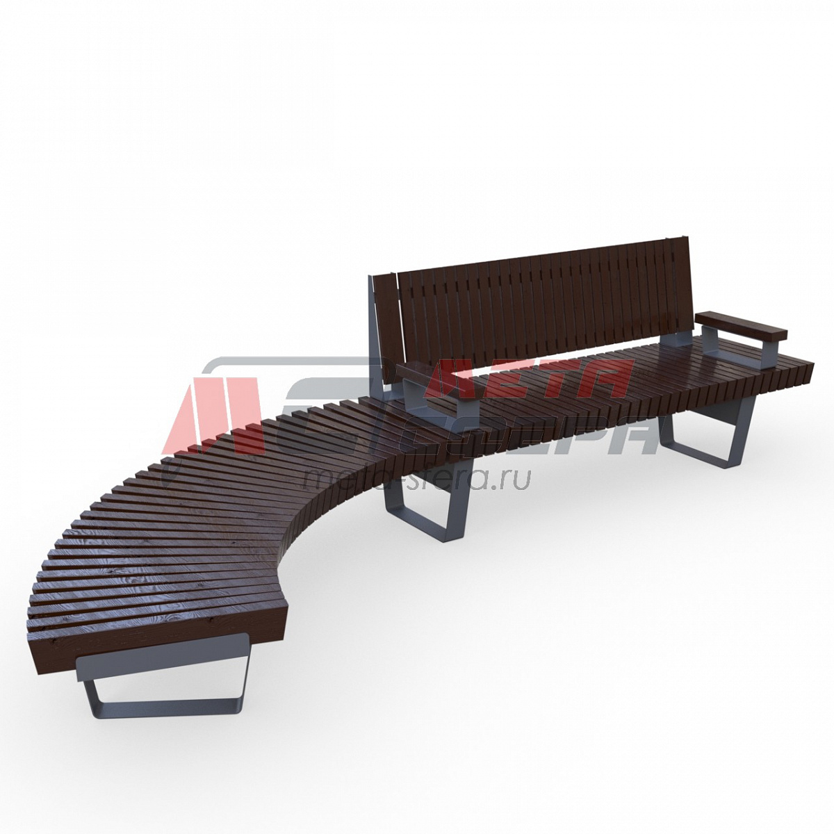 Скамейка Rail Road 02 с подлокотниками и поворотом